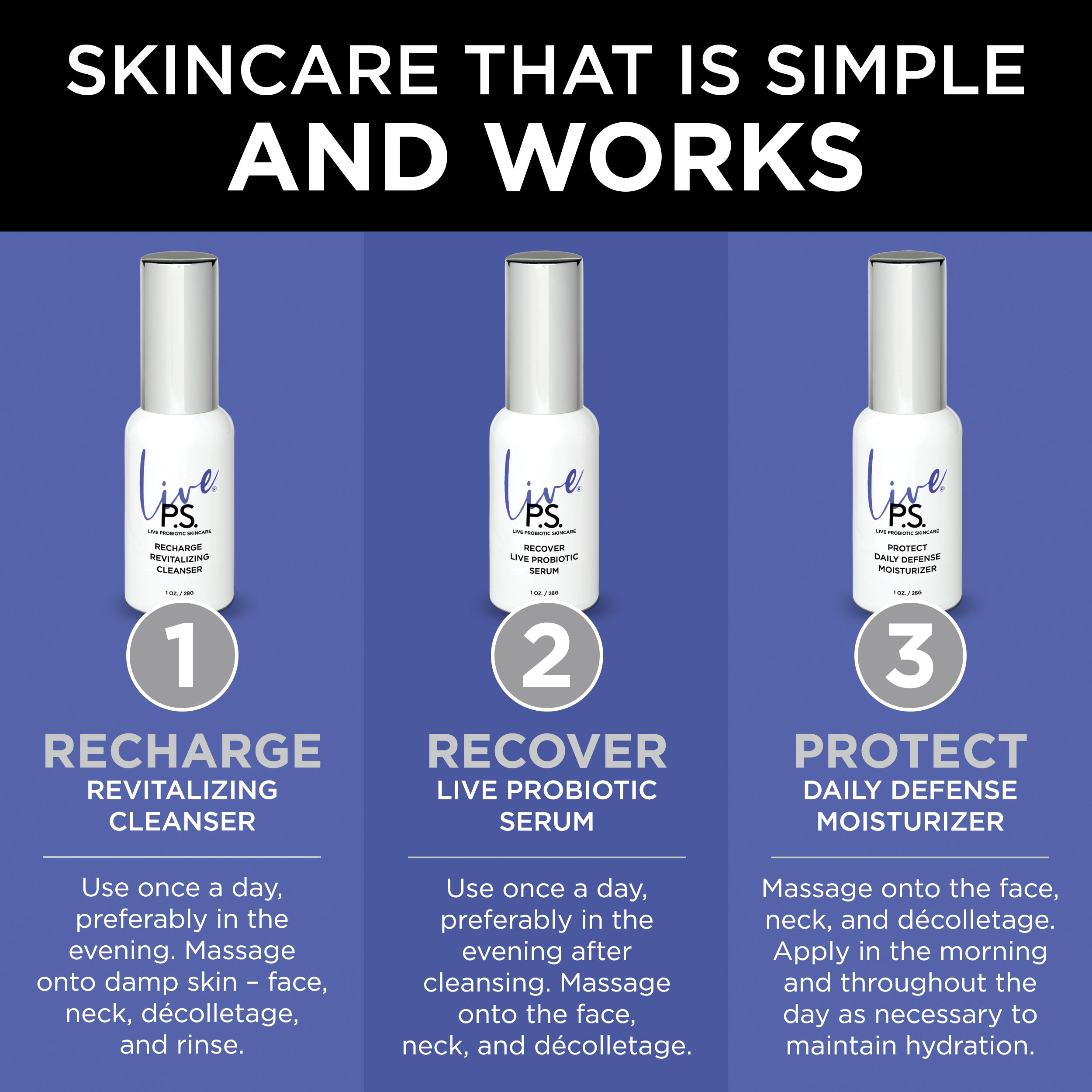 probiotic skin care | cleanser | serum | moisturizer